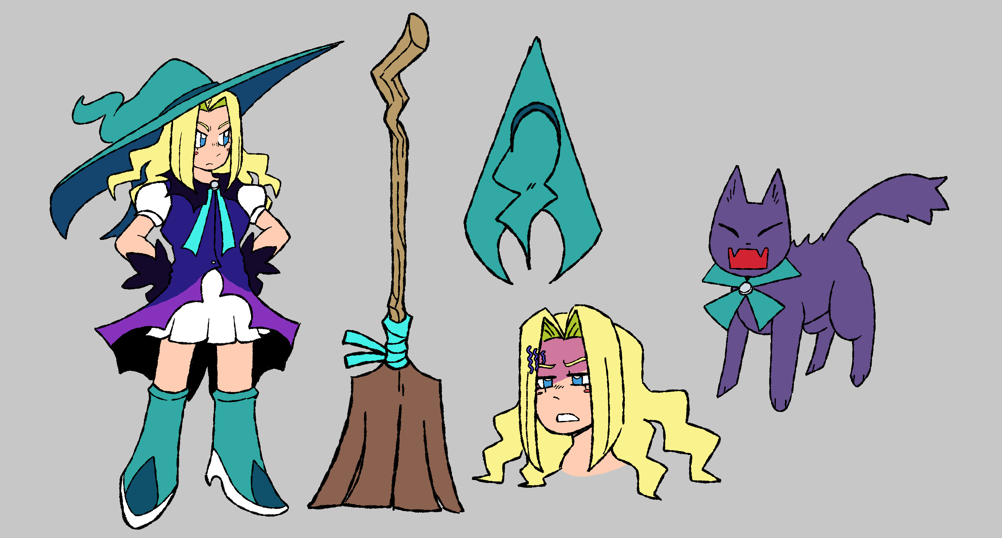 A character design sheet for the scrapped antagonist, Marin.